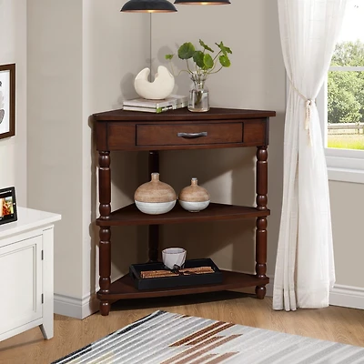 Streamdale Space-Saving Corner Table Solid Wood, Easy Assembly, Rounded Corners