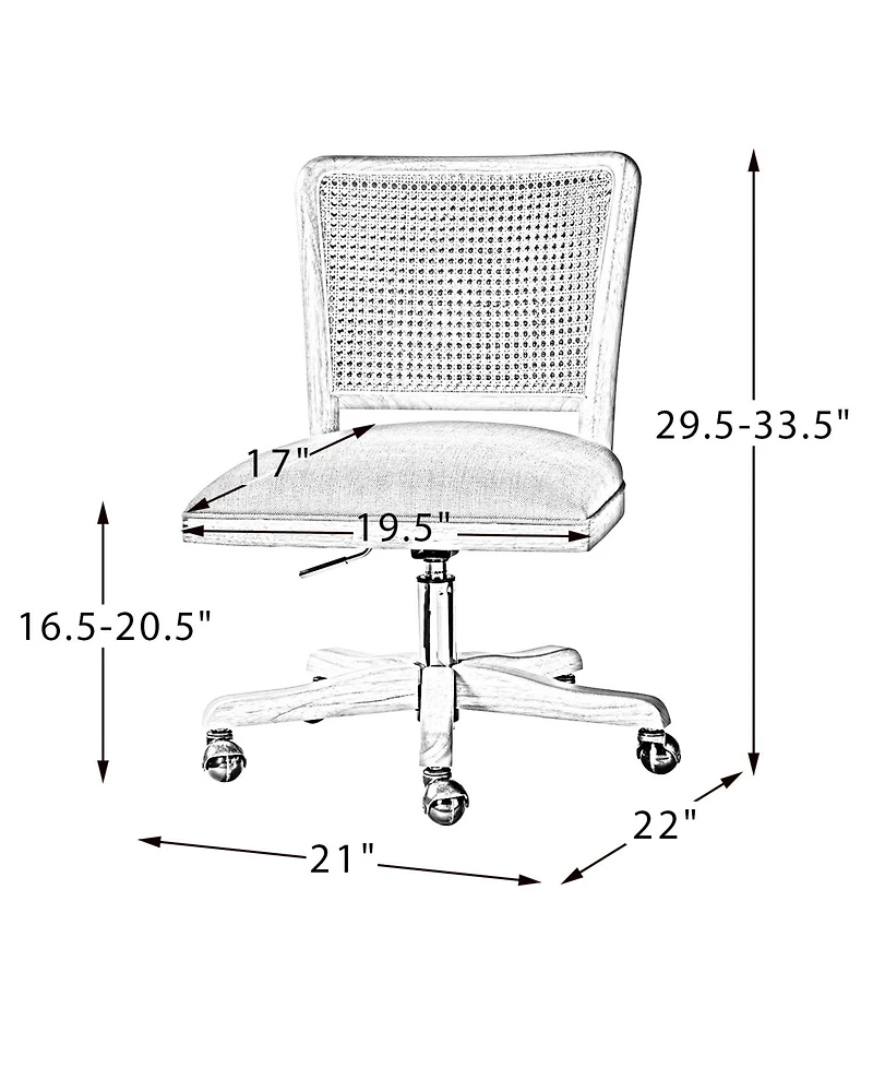 Hulala Home Calcutta Contemporary Task Chair with Rattan Back