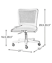 Hulala Home Calcutta Contemporary Task Chair with Rattan Back