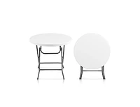 Slickblue 32 Inch Round Foldable Lightweight Table with Double Lockable Doors