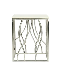 Simplie Fun Square Marble End Table with Stainless Steel Base