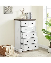 Streamdale Furniture Elegant Wood Grain Tabletop with Modern Metal Handles and Anti-Tipping Protection