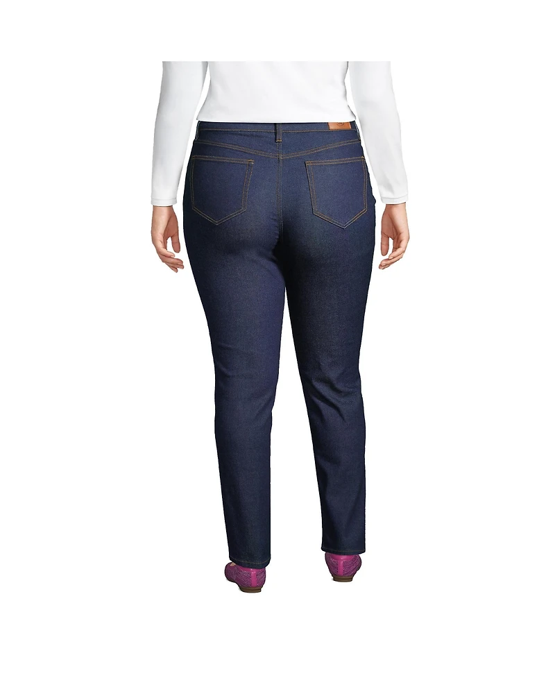 Lands' End Women's Mid Rise Straight Leg Blue Jeans