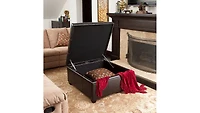 Streamdale Richmond Faux Leather Storage Ottoman with Rosewood Legs