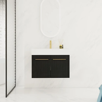 Modern Bathroom Vanity Unique Resin Sink, Soft Close Hinges, Durable Plywood