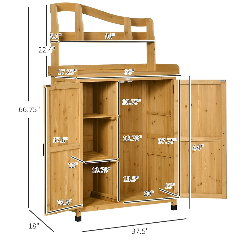 Outsunny Outdoor Storage Cabinet & Potting Table, Gardening Bench,