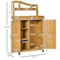 Outsunny Outdoor Storage Cabinet & Potting Table, Gardening Bench,