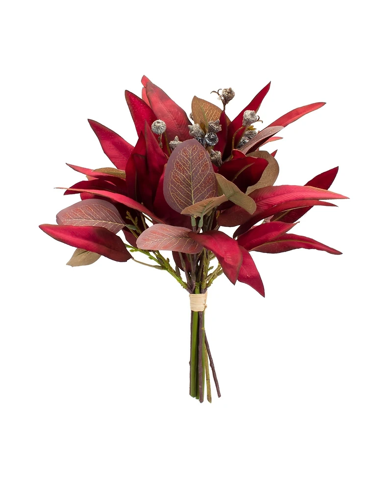 Slickblue Fall Burgandy Foliage And Thistle Bundle Bouquet (Set of 6)
