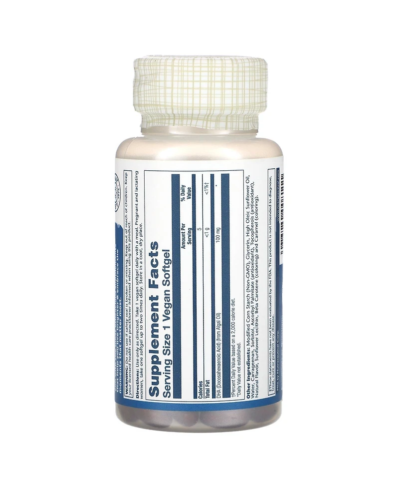 Solaray Dha Plant Sourced 100 mg