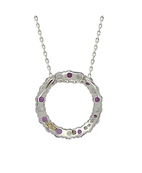 Suzy Levian New York Suzy Levian Sterling Silver Sapphire & Created White Sapphire Alternating Circle Eternity Pendant Necklace