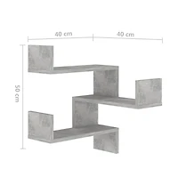 vidaXL Wall Corner Shelf Concrete Gray 15.7"x15.7"x19.7" Engineered Wood