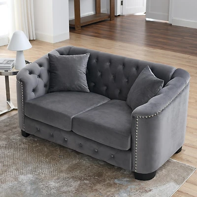Streamdale Chesterfield Sofa with Velvet, Nail Trim