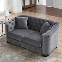 Streamdale Chesterfield Sofa with Velvet, Nail Trim