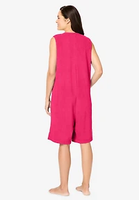 Dreams & Co. Plus Zip-Front Terry Romper