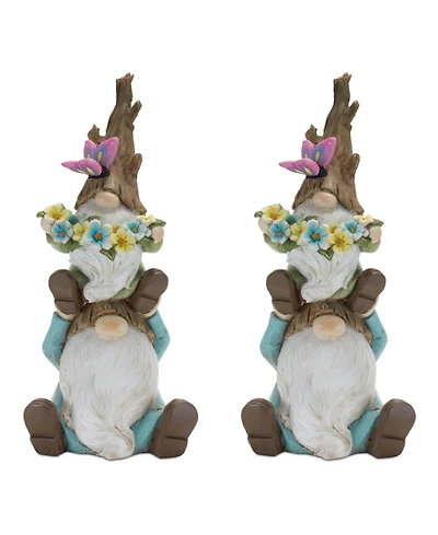 Slickblue Tree Trunk Gnome Stack (Set of 2)