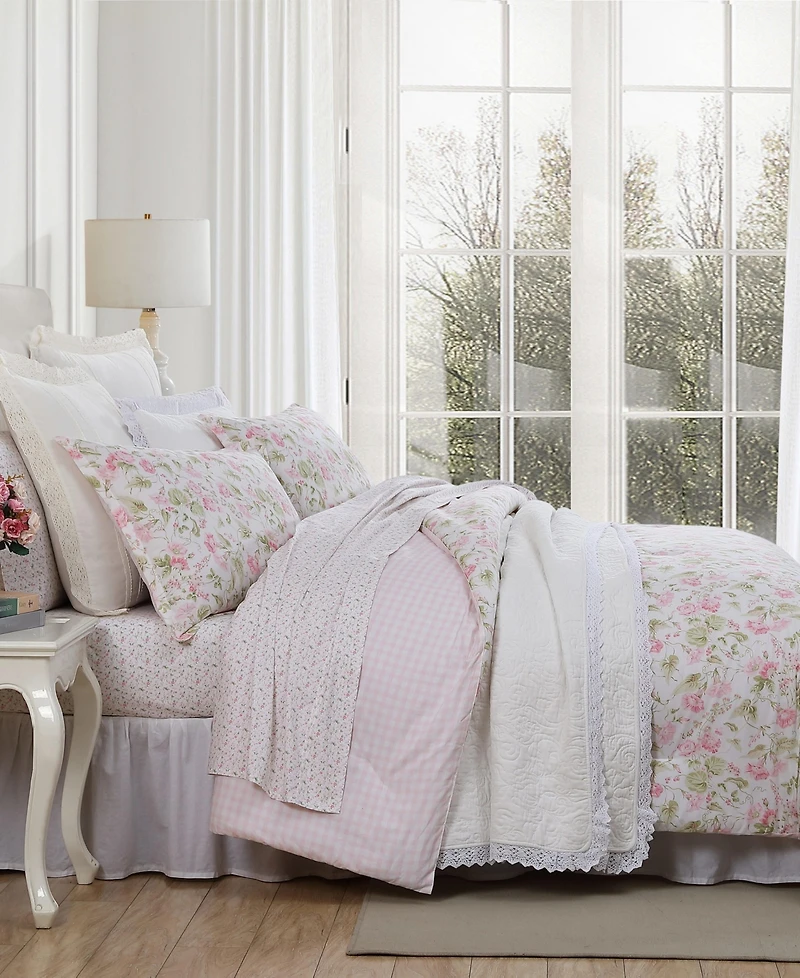 Laura Ashley Morning Gloria Reversible 3 Piece Comforter Set, King
