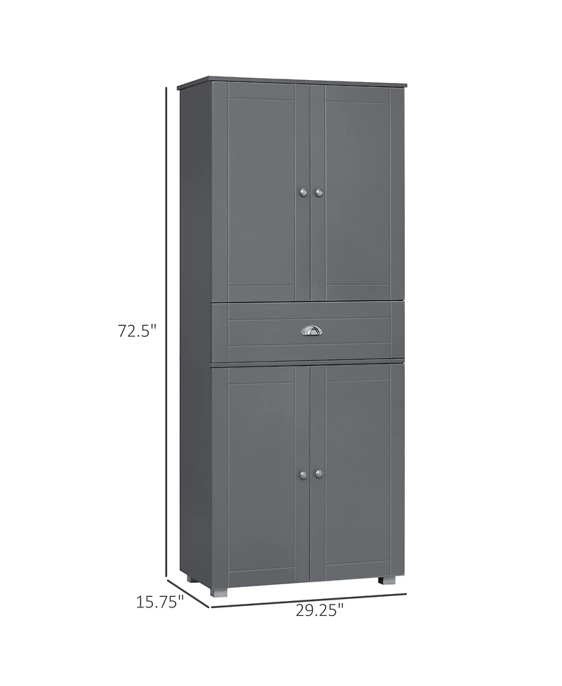 Homcom 71" Freesding Kitchen Pantry Cabinet with 2 Large Double Door Cabinets