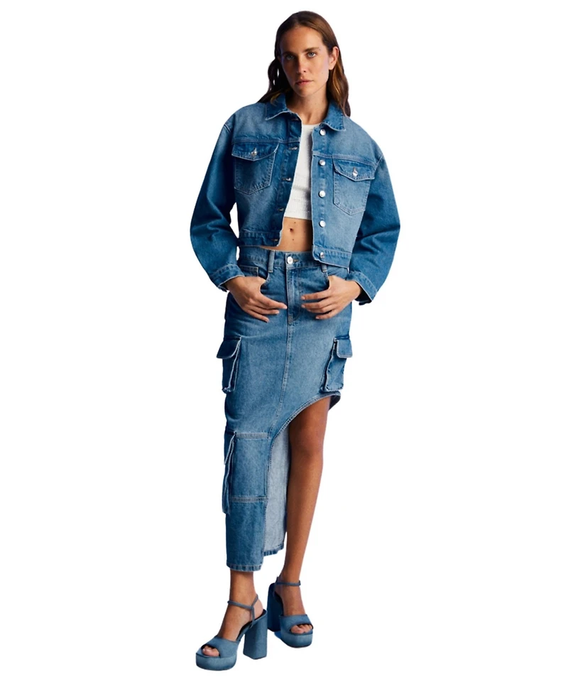 Nocturne Women's Asymmetric Jean Skirt