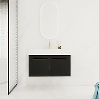 Modern Ergonomic Bathroom Vanity with Soft-Closing Doors and Durable Resin Sink