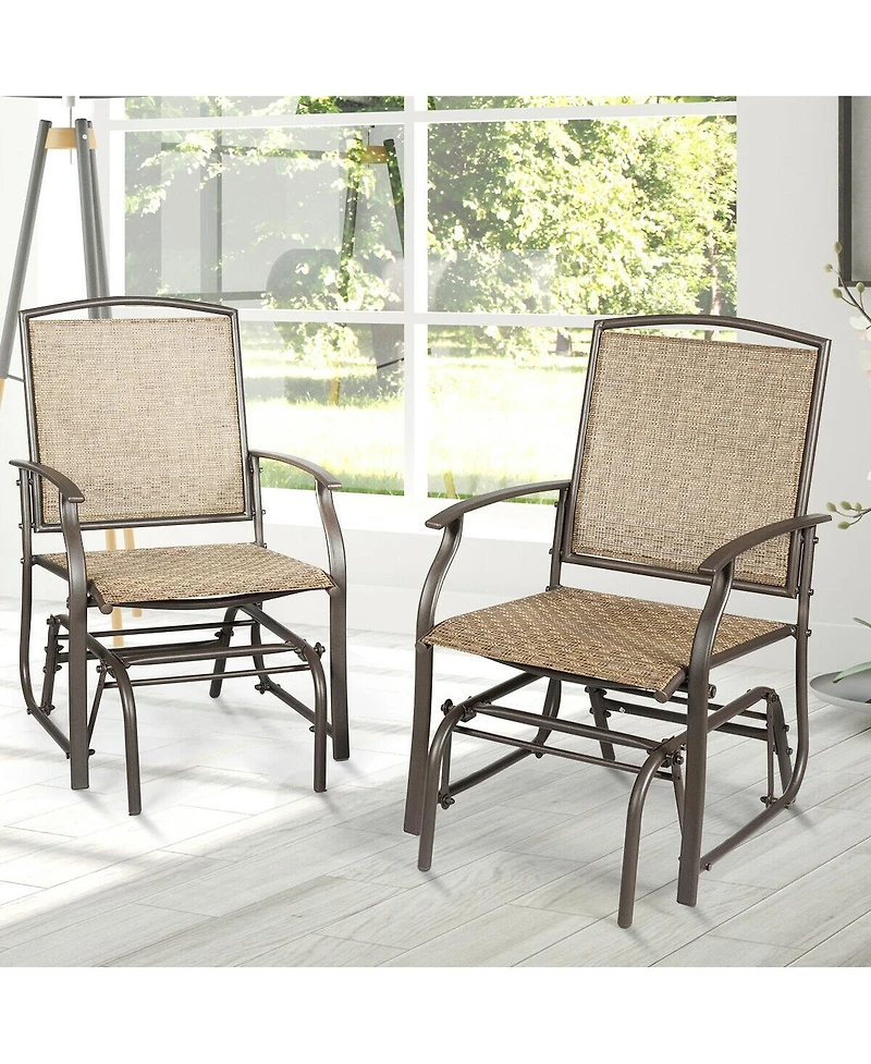 Slickblue 2 Pieces Patio Swing Single Glider Chair Rocking Seating