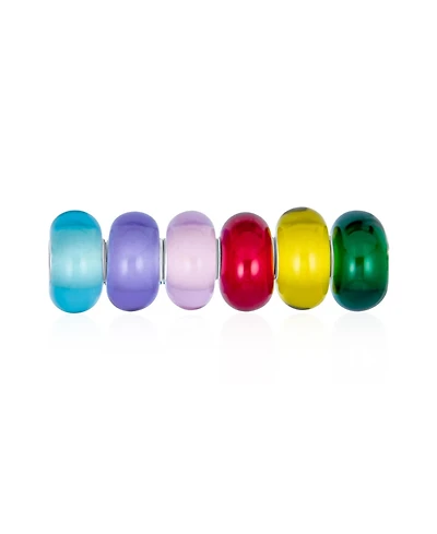 Bling Jewelry Mixed Spacer Set Of Bundle Translucent Colorful Aqua Green Yellow Red Pink Purple Multi Color Murano Glass Charm Bead Sterling Silver Co