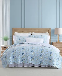 Laura Ashley Peony Garden Reversible 3 Piece Quilt Set, King