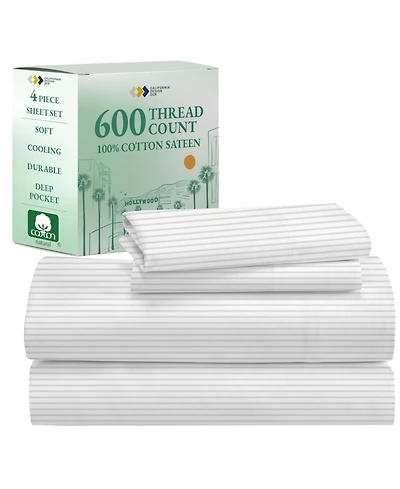 600 Thread Count 100% Cotton Printed Sheet Set - California Design Den