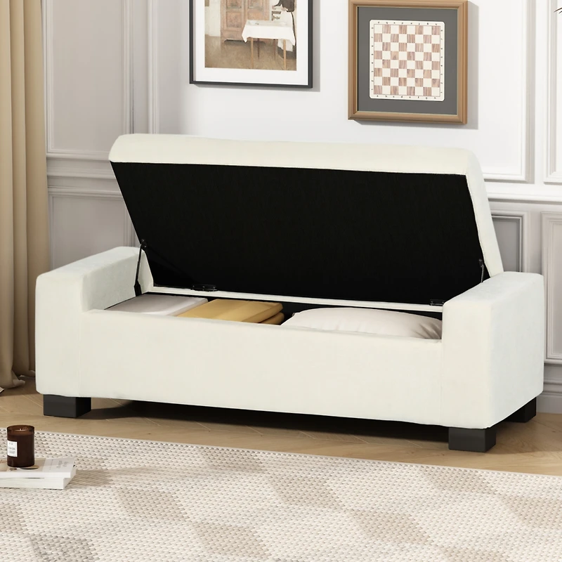 Streamdale Stylish Fabric Storage Ottoman with Flip-Lid Top