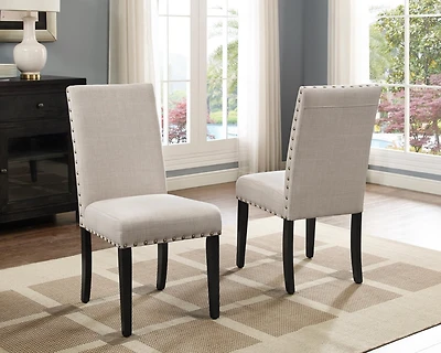 Streamdale Fabric Dining Chairs with Nailhead Trim, Set of 2, Tan