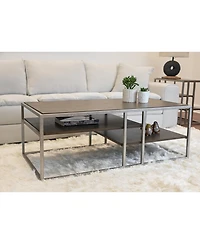 Streamdale Furniture Metal Frame Wood Living Room Coffee Table with Shelf