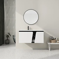Wall-Mounted Vanity with Soft-Close Doors and Ceramic Sink