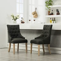 Streamdale Furniture Button Tufted Solid Wood Wingback Hostess Chairs with Nail Heads Set of 2