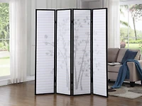 Streamdale Bamboo Print 4-Panel Framed Room Screen/Divider, Black