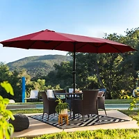 Streamdale Furniture 15' x 9' Double-Sided Crank Patio Umbrella with Vent and Uv Protection
