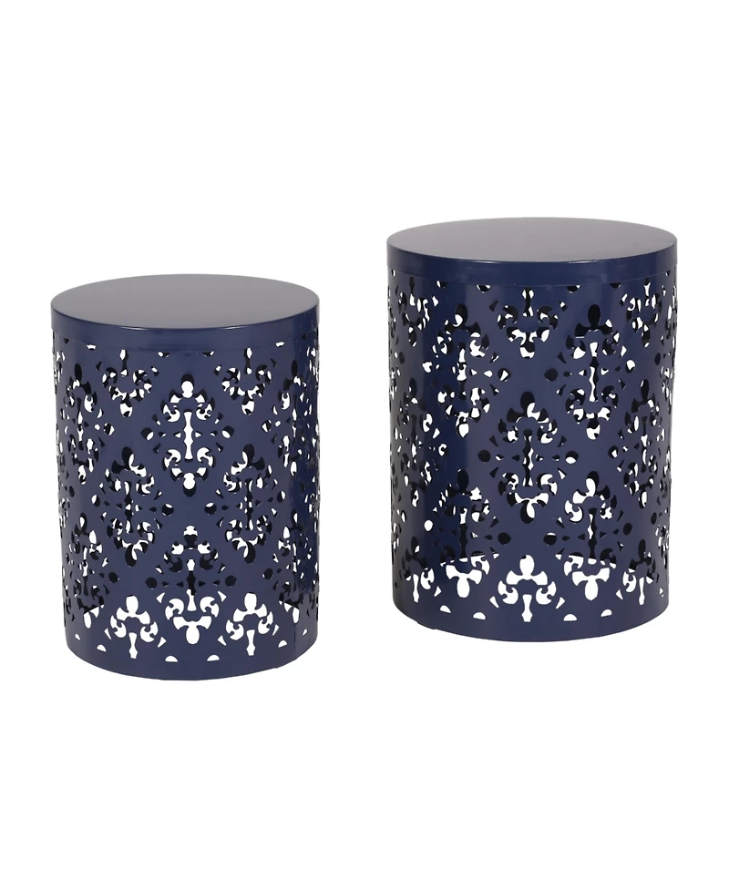 Streamdale Elegant Iron Cut Side Table Set with Cylindrical Structure