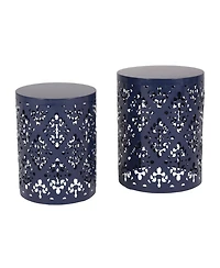 Streamdale Elegant Iron Cut Side Table Set with Cylindrical Structure