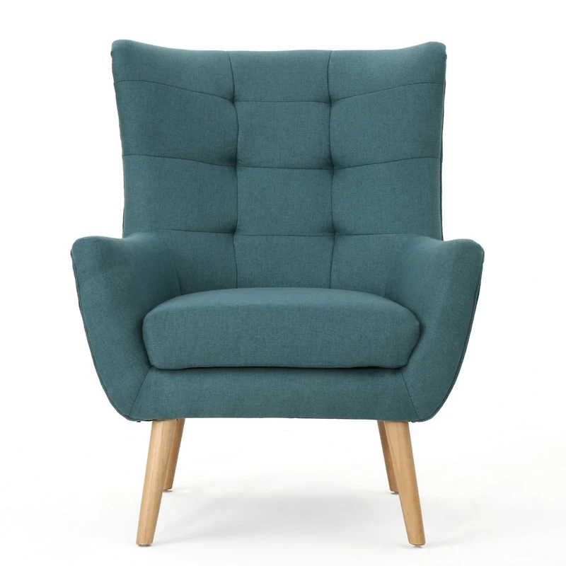 Streamdale Mid-Century Modern Tufted Armchair with Rubberwood Legs
