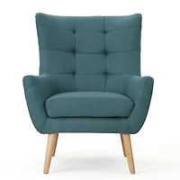 Streamdale Mid-Century Modern Tufted Armchair with Rubberwood Legs