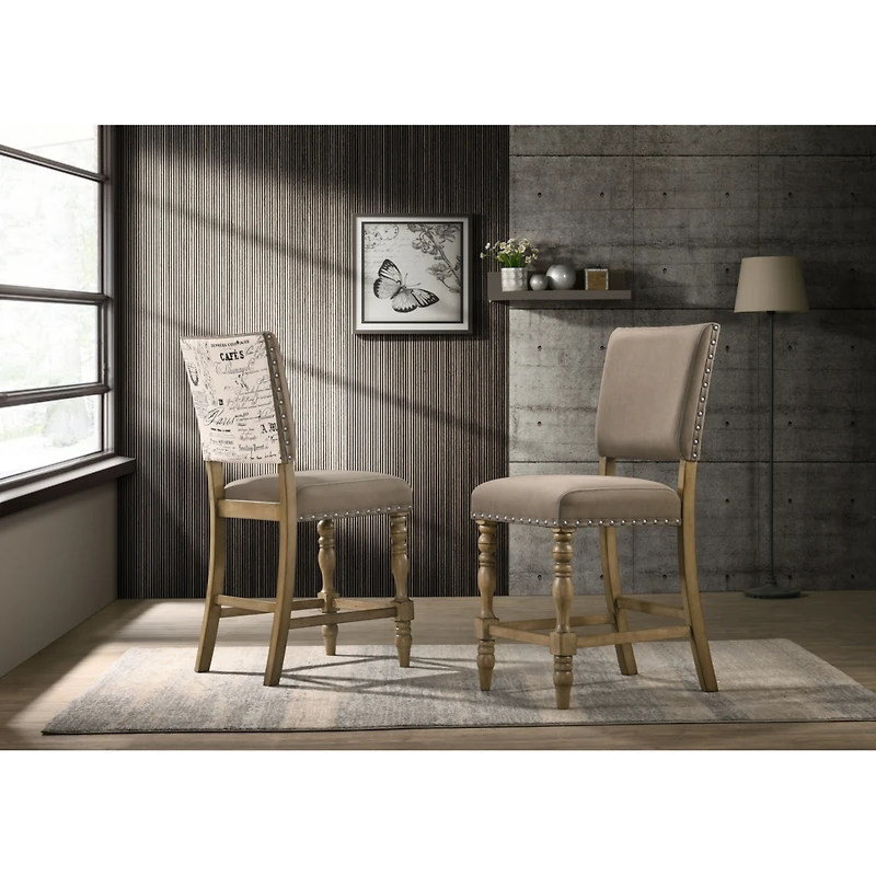 Streamdale Furniture Contemporary Rustic Counter Height Dining Chair Set in Driftwood Finish - Set of 2
