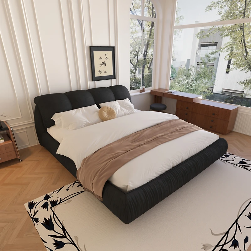 Streamdale King Upholstered Bed with Padded Headboard and Sturdy Slats