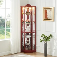 Streamdale Furniture Carved Crown, Elegant Glass Cabinet in Cherry or Oak