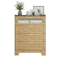 Simplie Fun Multipurpose 4-Drawer Dresser with Stylish Woven Texture Top