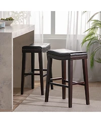 Streamdale Leather and Wood Bar Stool Style and Durability