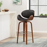 Streamdale Furniture Mid-Century Modern Swivel Bar Stools in Midnight Black