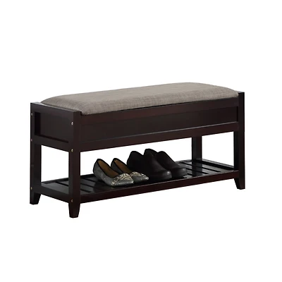 Simplie Fun Rouen Seating Bench with Shoe Storage, Espresso
