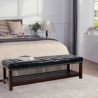 Simplie Fun Wooden Base Upholstered Bench for Bedroom for Entryway