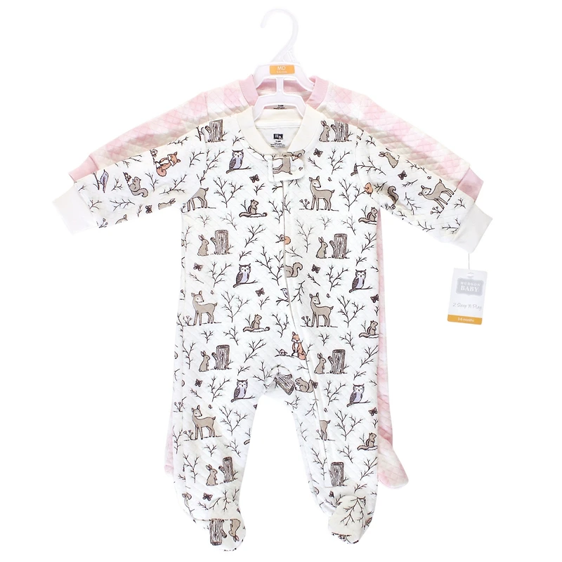 Hudson Baby Girls Premium Quilted Zipper Sleep and Play One Piece, Modern Rainbow