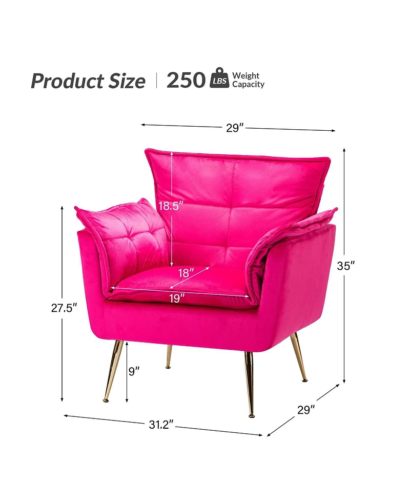 Velvet Accent Chair with Gold Legs for Living Room Bedroom
