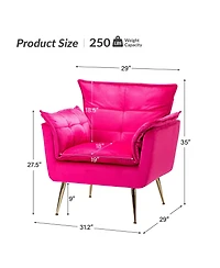 Velvet Accent Chair with Gold Legs for Living Room Bedroom