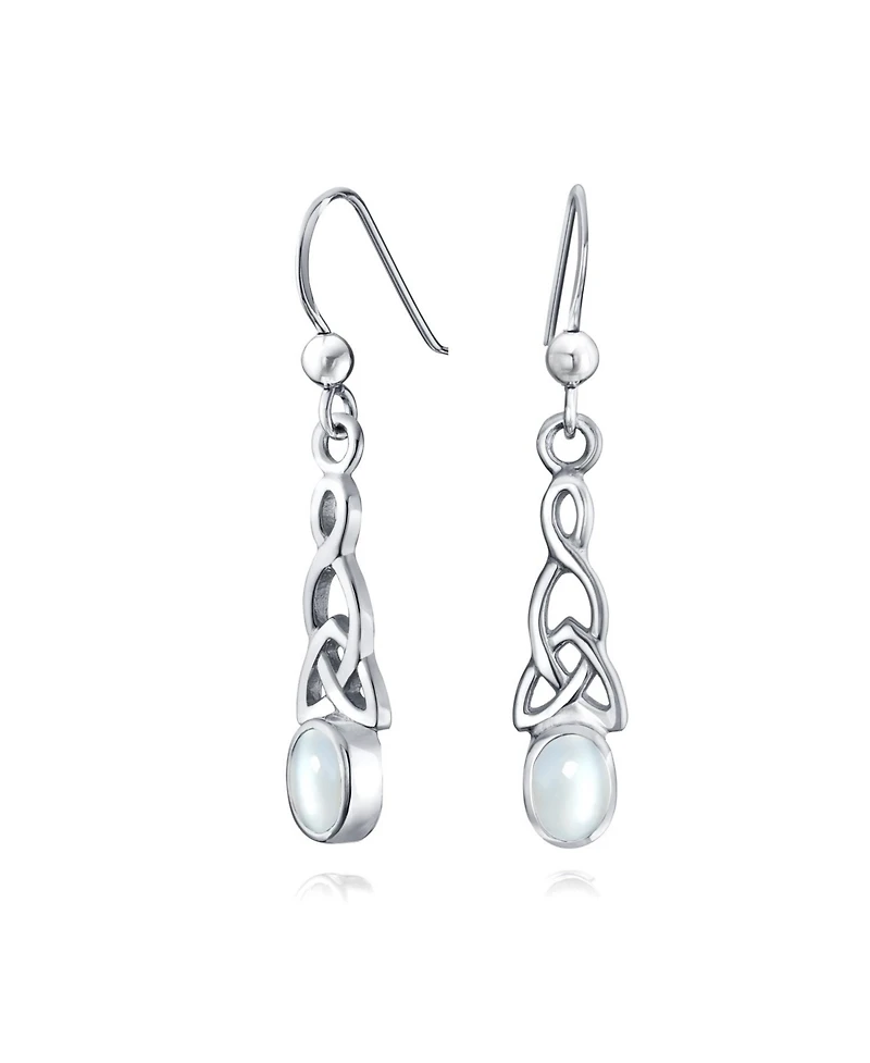 Bling Jewelry Amethyst Moonstone Amber Love Knot Dangle Earrings Celtic Fish Hook Silver